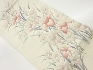 金彩花葉模様刺繍名古屋帯